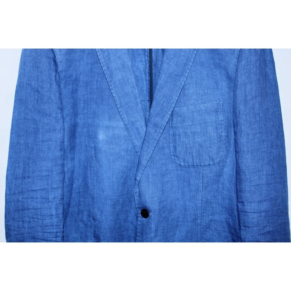 Peter Millar Men's XL Blue 100% Linen 2-Button Summer Blazer Jacket - Picture 3 of 11